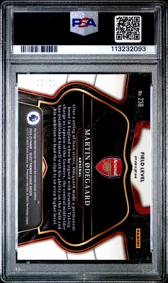 2022-23 Panini English Premier League Select Martin Odegaard Field Level Gold PSA 9 back