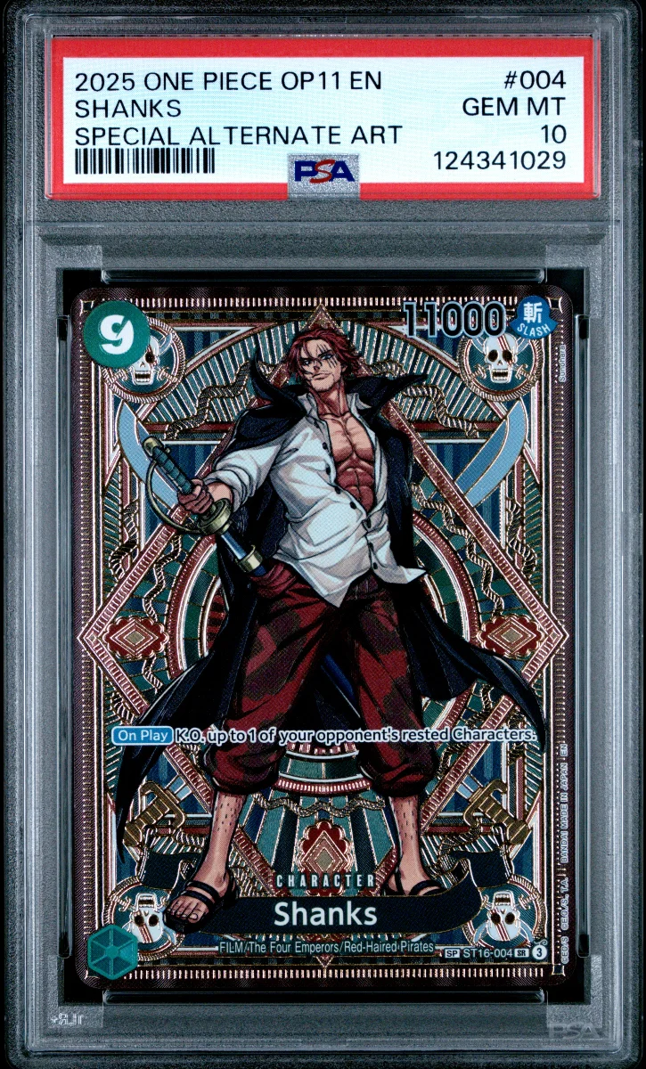 2025 ONE PIECE OP11-A FIST OF DIVINE SPEED SHANKS SPECIAL ALTERNATE ART PSA 10
