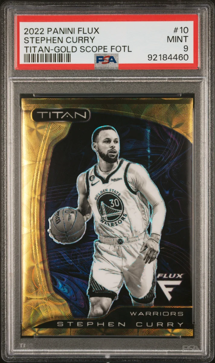 2022 Panini Flux Titan Gold Scope FOTL Stephen Curry PSA 9