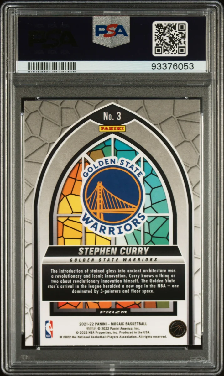 2021 PANINI MOSAIC STAINED GLASS STEPHEN CURRY PSA 10 back
