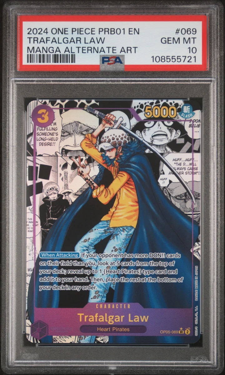 024 ONE PIECE PRB01 TRAFALGAR LAW MANGA ALTERNATE ART PSA 10