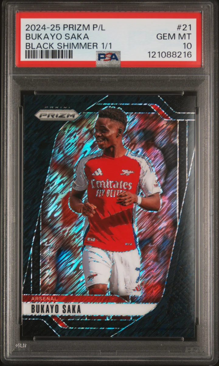 2024-25 Panini English Premier League Prizm Bukayo Saka Black Shimmer 1/1