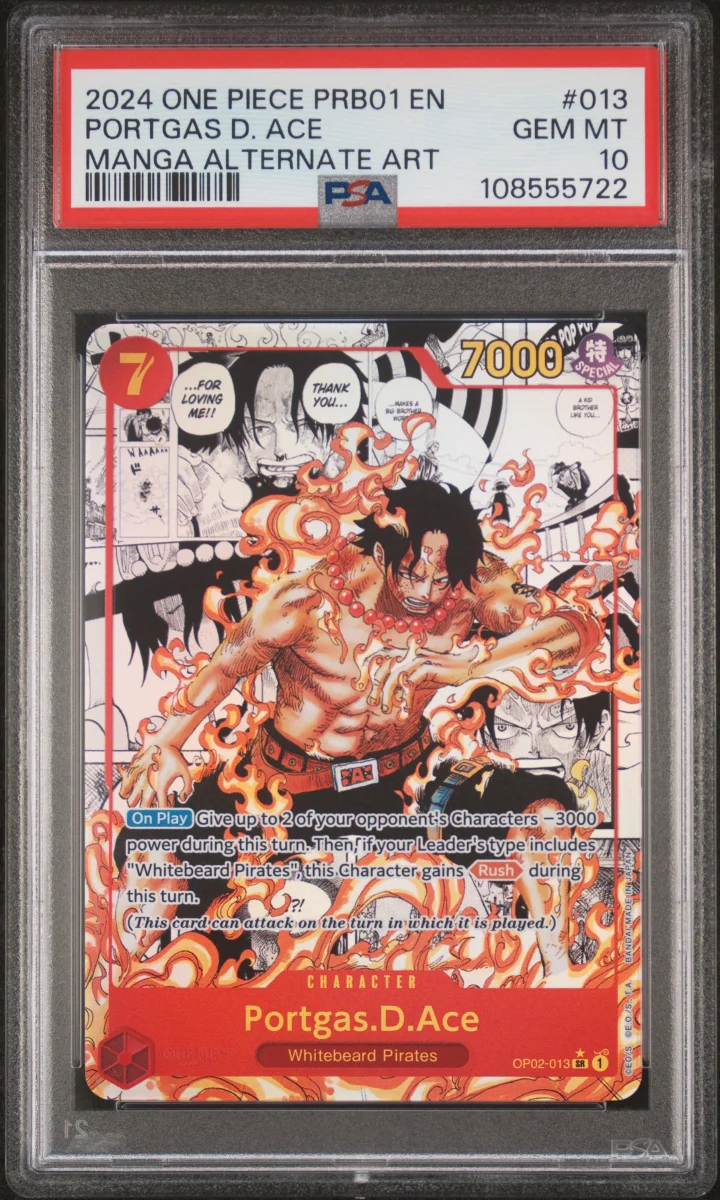 2024 ONE PIECE PRB01 PORTGAS D. ACE MANGA ALTERNATE ART PSA 10