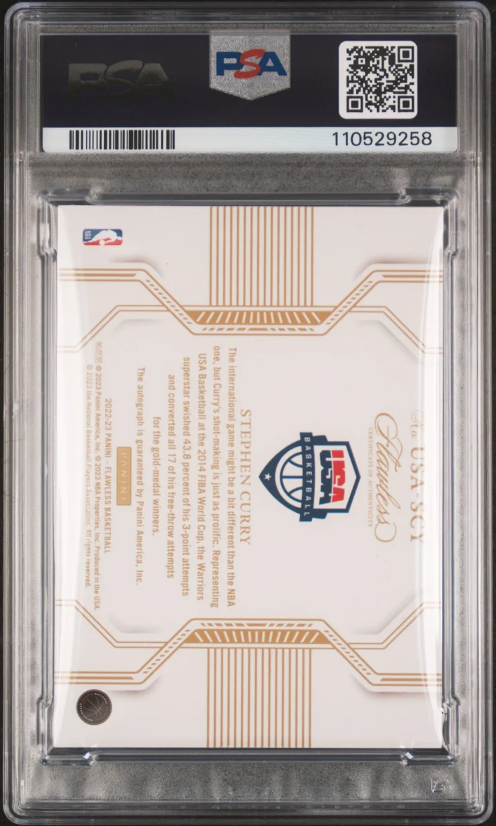 2022 PANINI FLAWLESS USA BASKETBALL AUTOGRAPHS STEPHEN CURRY PSA 9 back