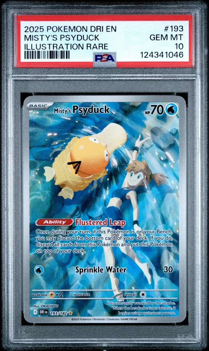 2025 POKEMON DESTINED RIVALS MISTY'S PSYDUCK ILLUSTRATION RARE PSA 10