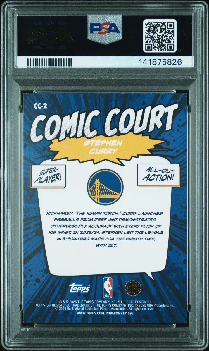 2025 Topps Comic Court Stephen Curry PSA 9 back