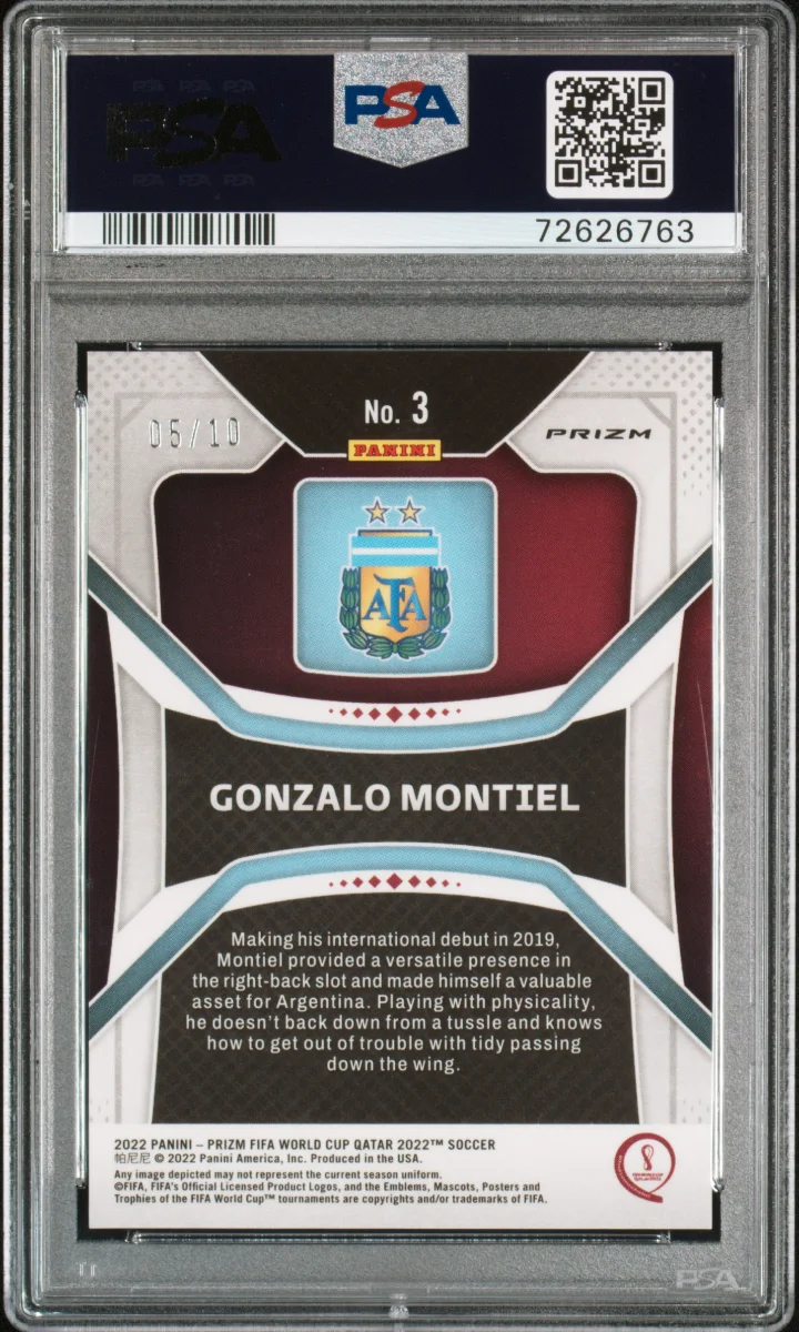  2022 Panini Prizm World Cup Prizms Gold #3 Gonzalo Montiel — back