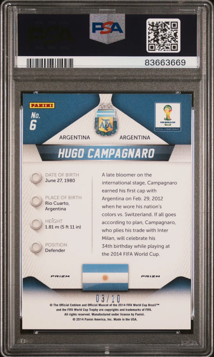 2014 Panini Prizm World Cup Prizms Gold #6 Hugo Campagnaro — back