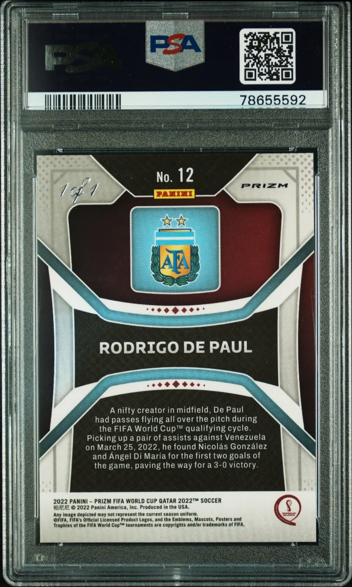 2022 Panini Prizm World Cup Prizms Black #12 Rodrigo De Paul — back