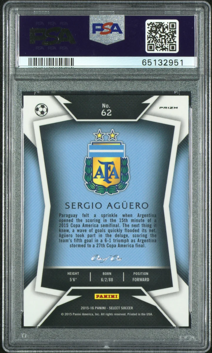 2015-16 Select Variations Black #62 Sergio Agüero — back