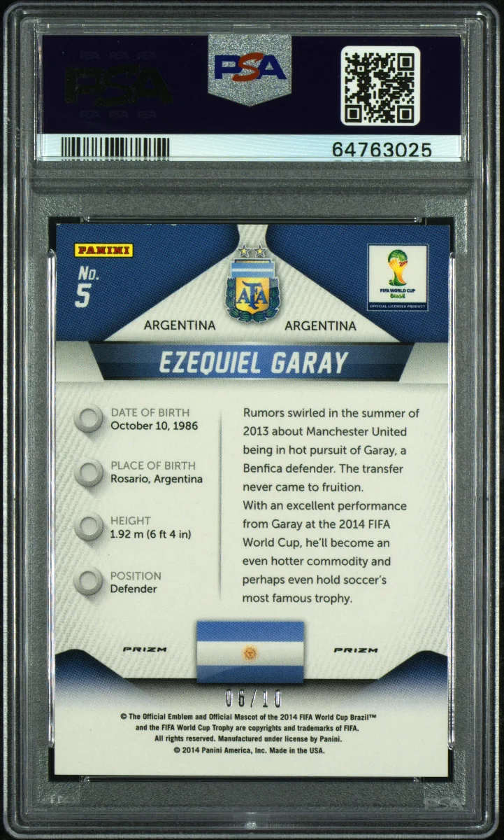2014 Panini Prizm World Cup Prizms Gold #5 Ezequiel Garay — back