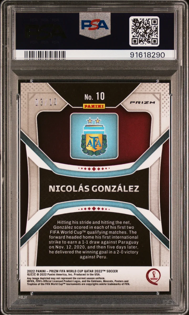 2022 Panini Prizm World Cup Prizms Gold #10 Nicolás González — back