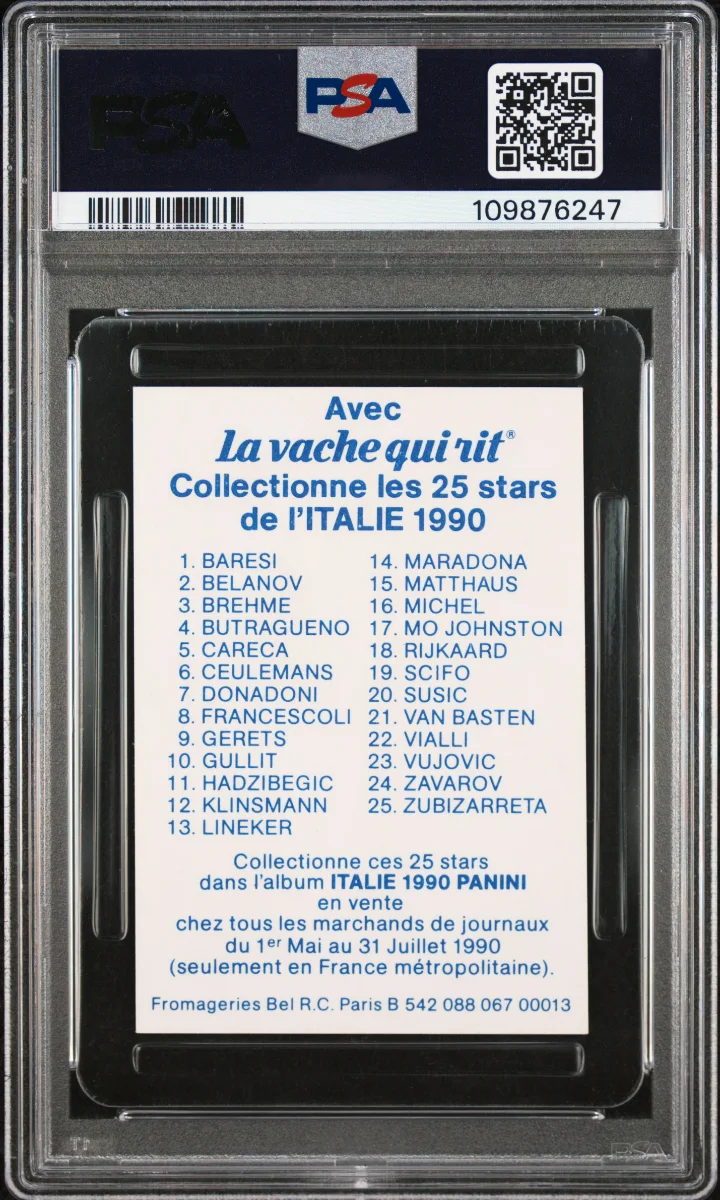 1990 Panini/La vache qui rit Collectionne 25 Stars de l'Italie 1990 #14 Diego Maradona — back