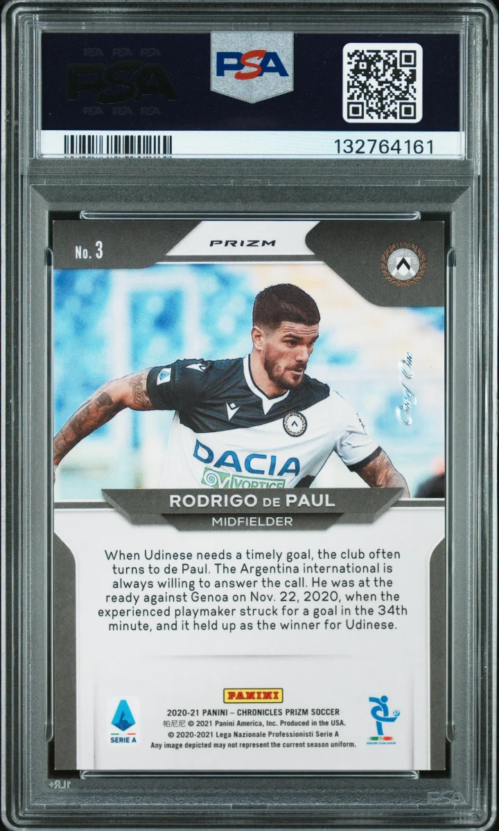  2020-21 Panini Prizm Serie A Black #3 Rodrigo De Paul — back