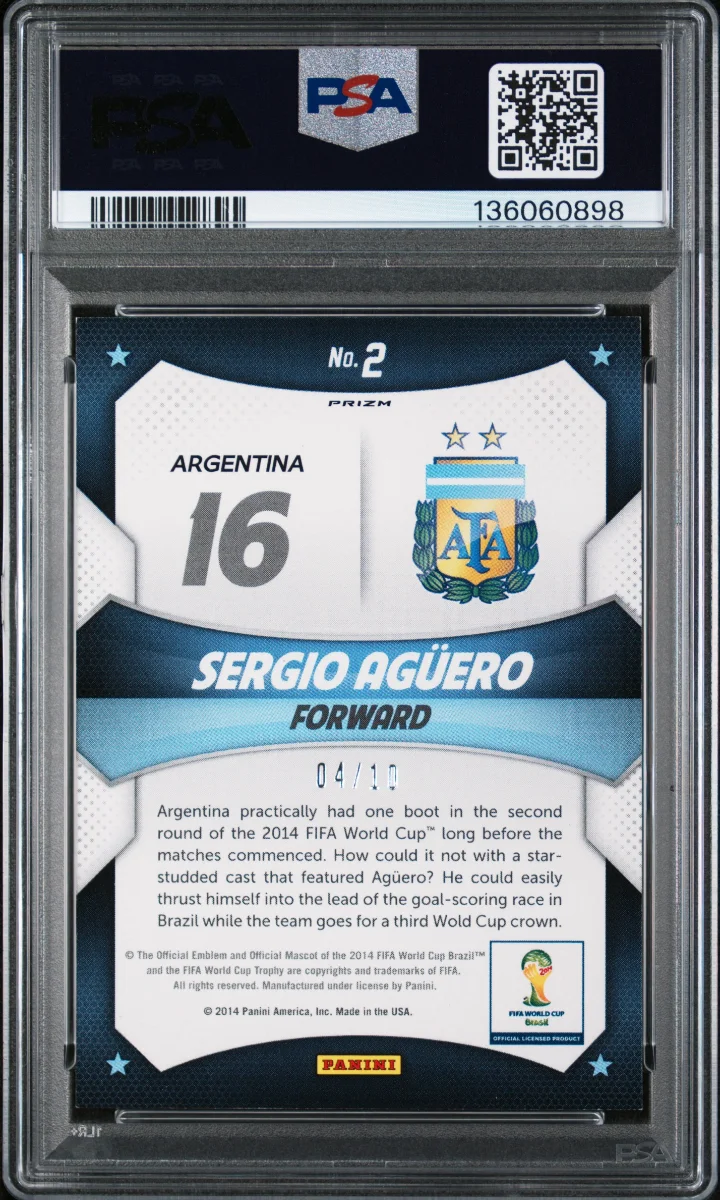 2014 Panini Prizm World Cup World Cup Stars Prizms Gold #2 Sergio Agüero — back
