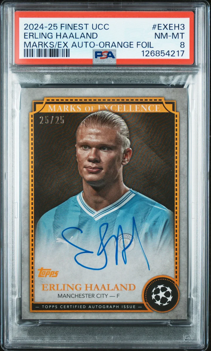 2024-25 Finest UEFA Club Competitions Marks of Excellence Autographs Orange Foil #EX-EH3 Erling Haaland