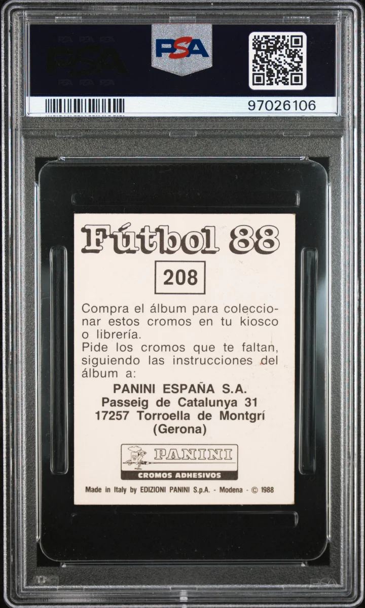 1987-88 Panini Fútbol 88 #208 Diego Maradona — back