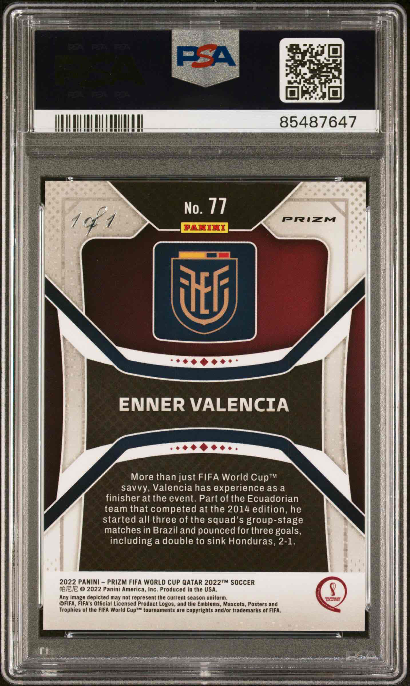 Enner Valencia Black Prizm  back