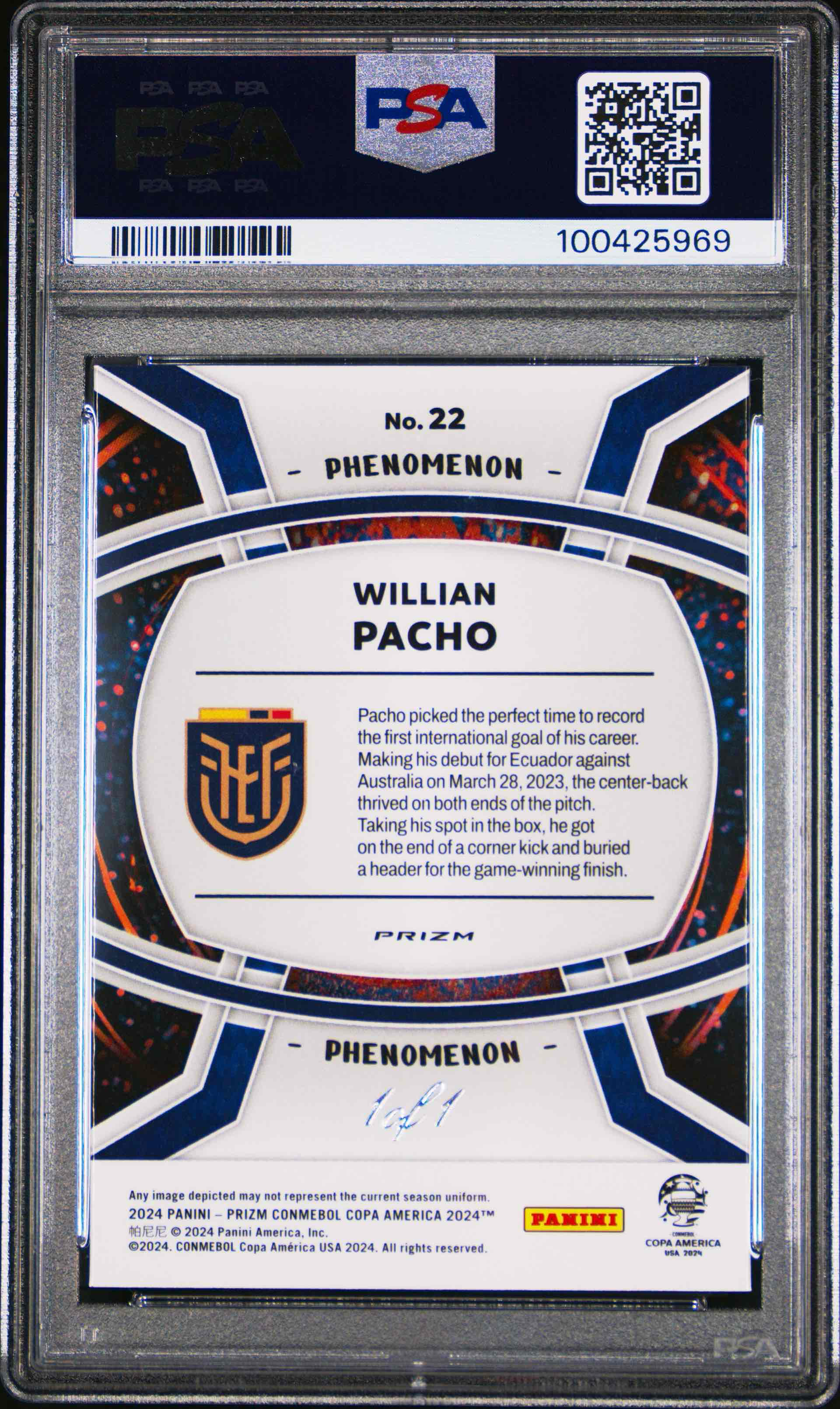 William Pacho Copa 1/1 Insert back
