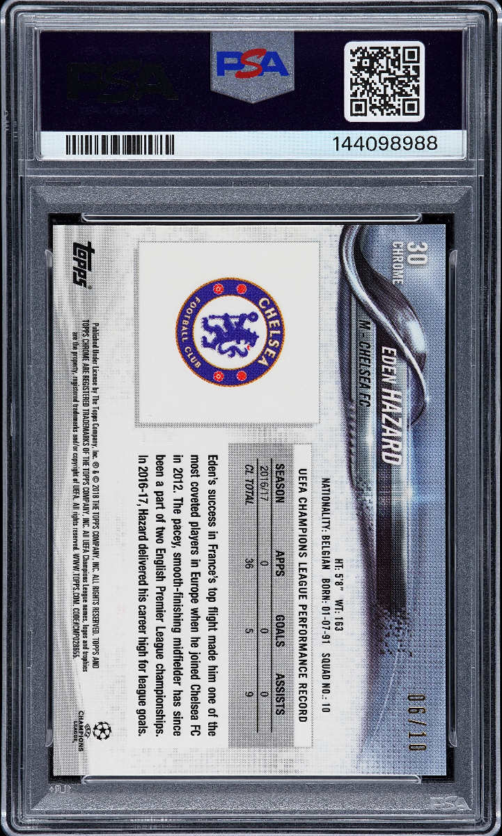 2017 Topps Chrome UCL Eden Hazard Red Refractor — back