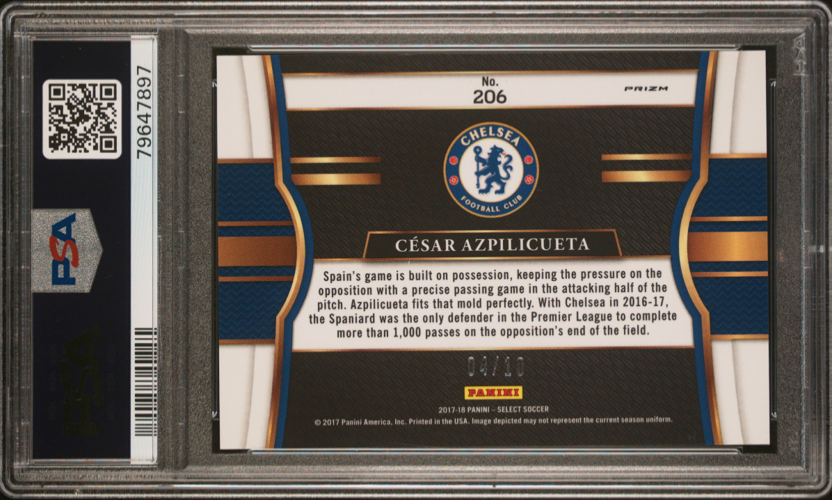 2017 Panini Select Cesar Azpilicueta Gold Prizm — back