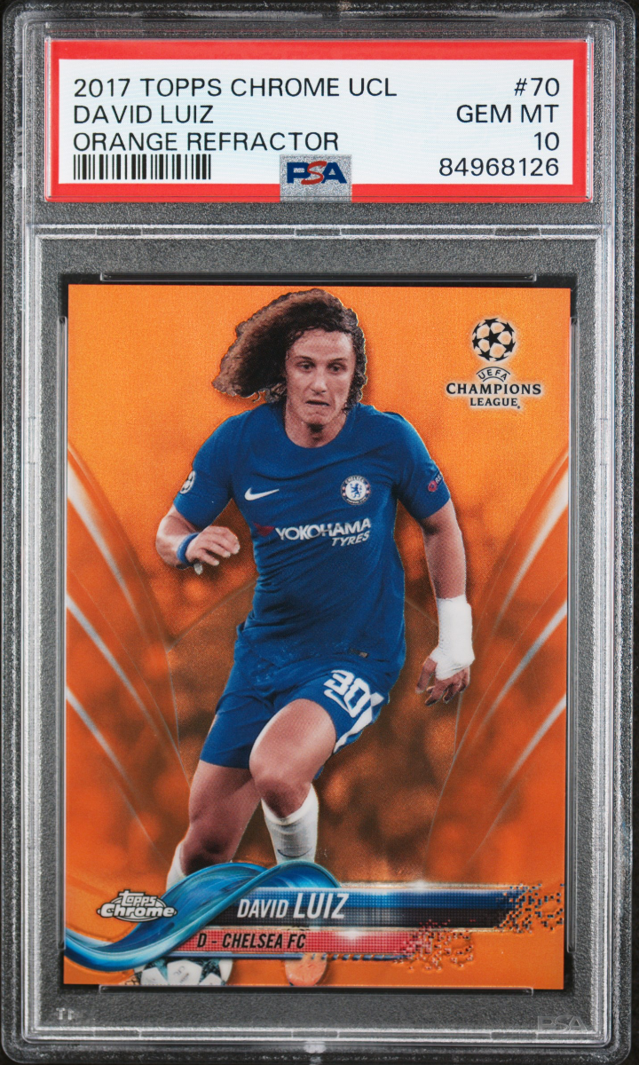 2017 Topps Chrome UCL David Luiz Orange Refractor
