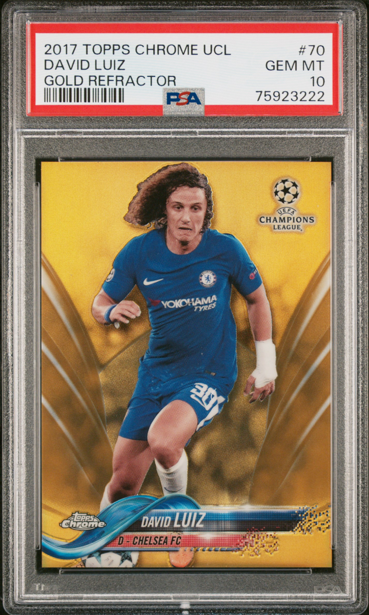 2017 Topps Chrome UCL David Luiz Gold Refractor