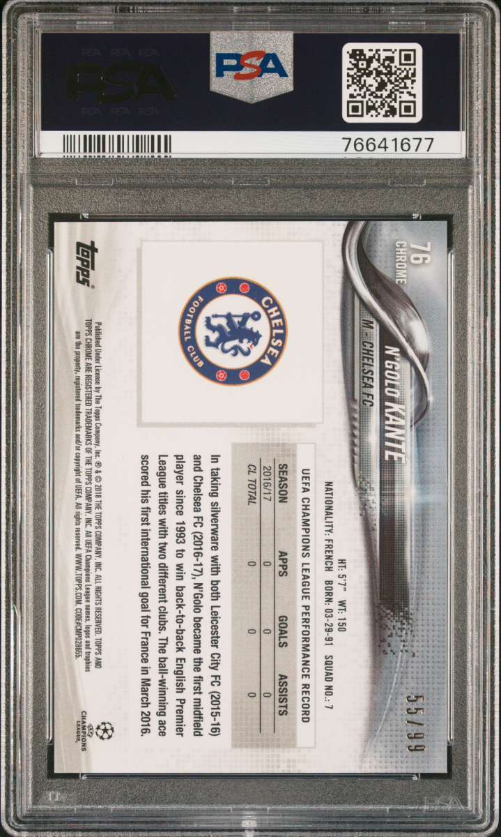 2017 Topps Chrome UCL N’golo Kante Green Refractor — back