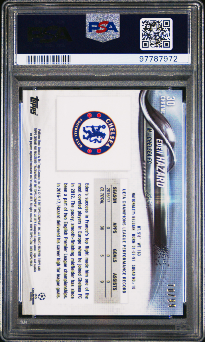 2017 Topps Chrome UCL Eden Hazard Green Refractor — back