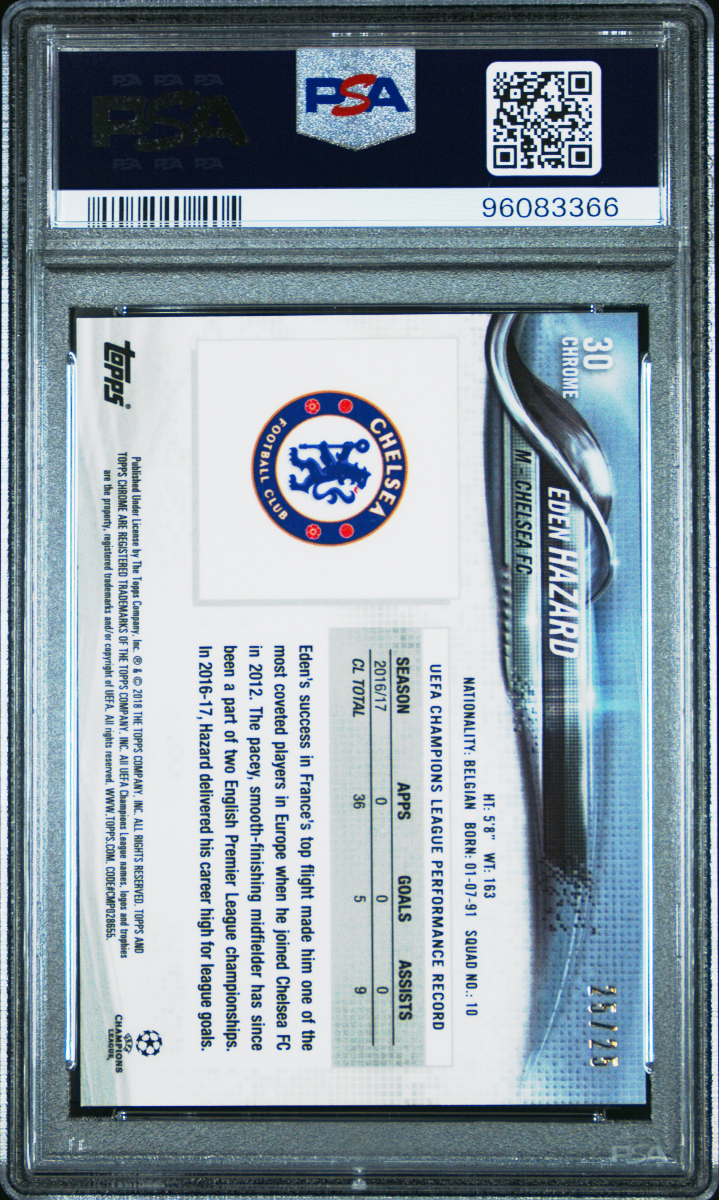 2017 Topps Chrome UCL Eden Hazard Orange Refractor — back